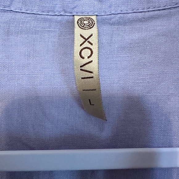 XCVI Top Womens Large Linen Lagenlook Boho Beach Raw Hem Cottage Coastal - Picture 2 of 4